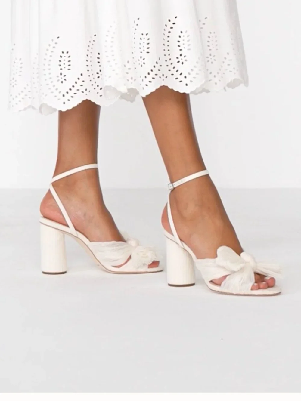 Loeffler Randall Camellia Pleated Bow Heel Pearl US9 NEW - Picture 16 of 16